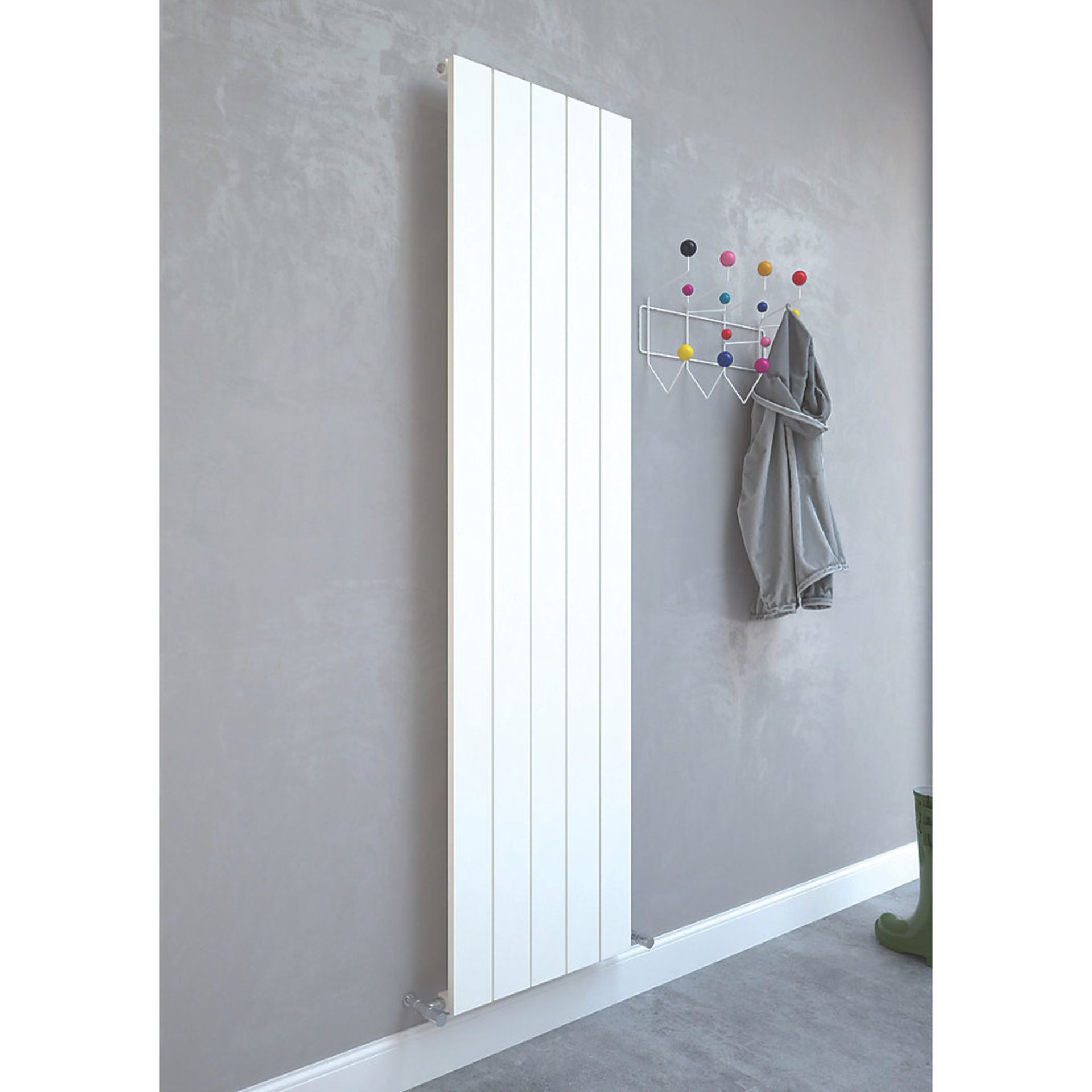 (H3) 1800x470mm ALULITE FLAT ALUMINIUM RADIATOR White. Contemporary aluminium radiator with li... - Image 2 of 5