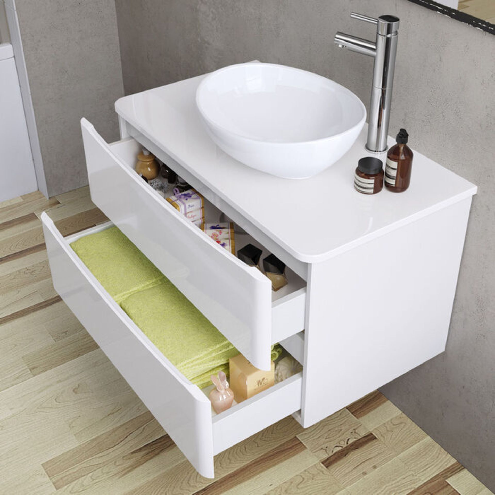 NEW & BOXED 1000mm Austin II Gloss White Countertop Unit and Camila Basin - Wall Hung. RRP £89... - Image 3 of 3