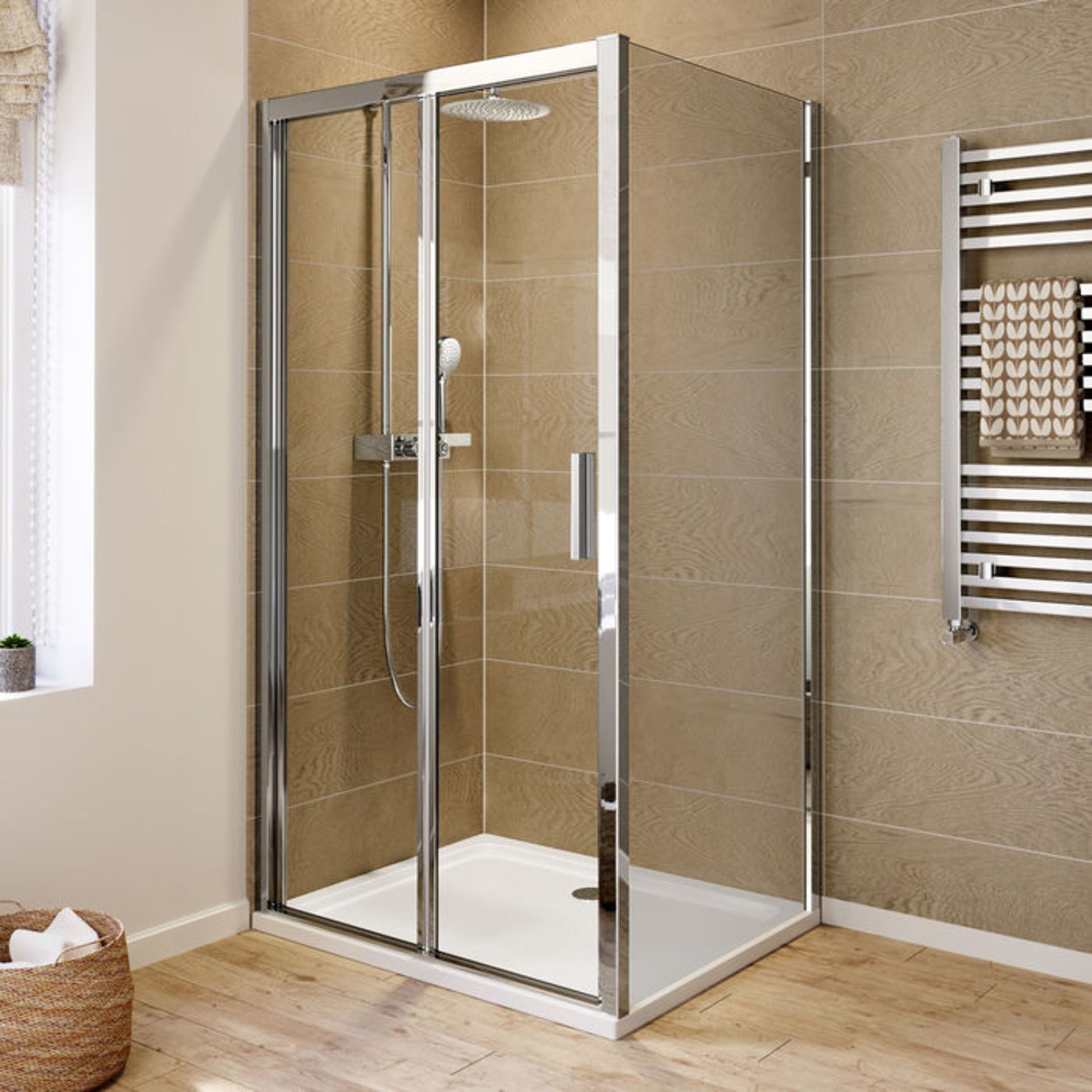 NEW (AA8) 1000x800mm - 6mm - Elements EasyClean Bi Fold Door Shower Enclosure & 1000x800mm Rect... - Image 2 of 5