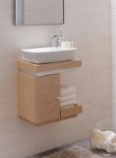 NEW & BOXED Keramag Silk Oak Hand rinse Basin Vanity Unit with Storage. Comes complete with ba...