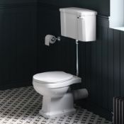 NEW Cambridge Traditional Toilet with Low-Level Cistern - White Effect Seat. Traditional featu...