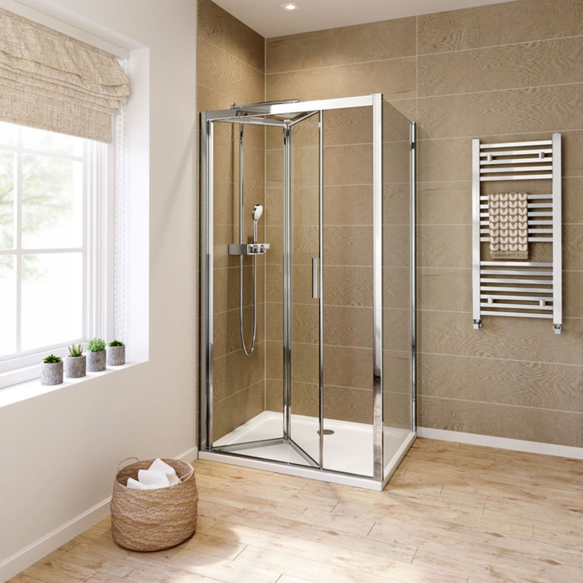 NEW (AA8) 1000x800mm - 6mm - Elements EasyClean Bi Fold Door Shower Enclosure & 1000x800mm Rect... - Image 3 of 5