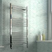 NEW (WG261) 1200x600mm - 20mm Tubes - Chrome Curved Rail Ladder Towel Radiator - Nancy Basic. ...