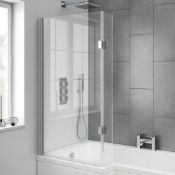 NEW (REF145) 800-820mm Square Hinged Bath Screen. RRP £129.99. square hinged bath screen has b...