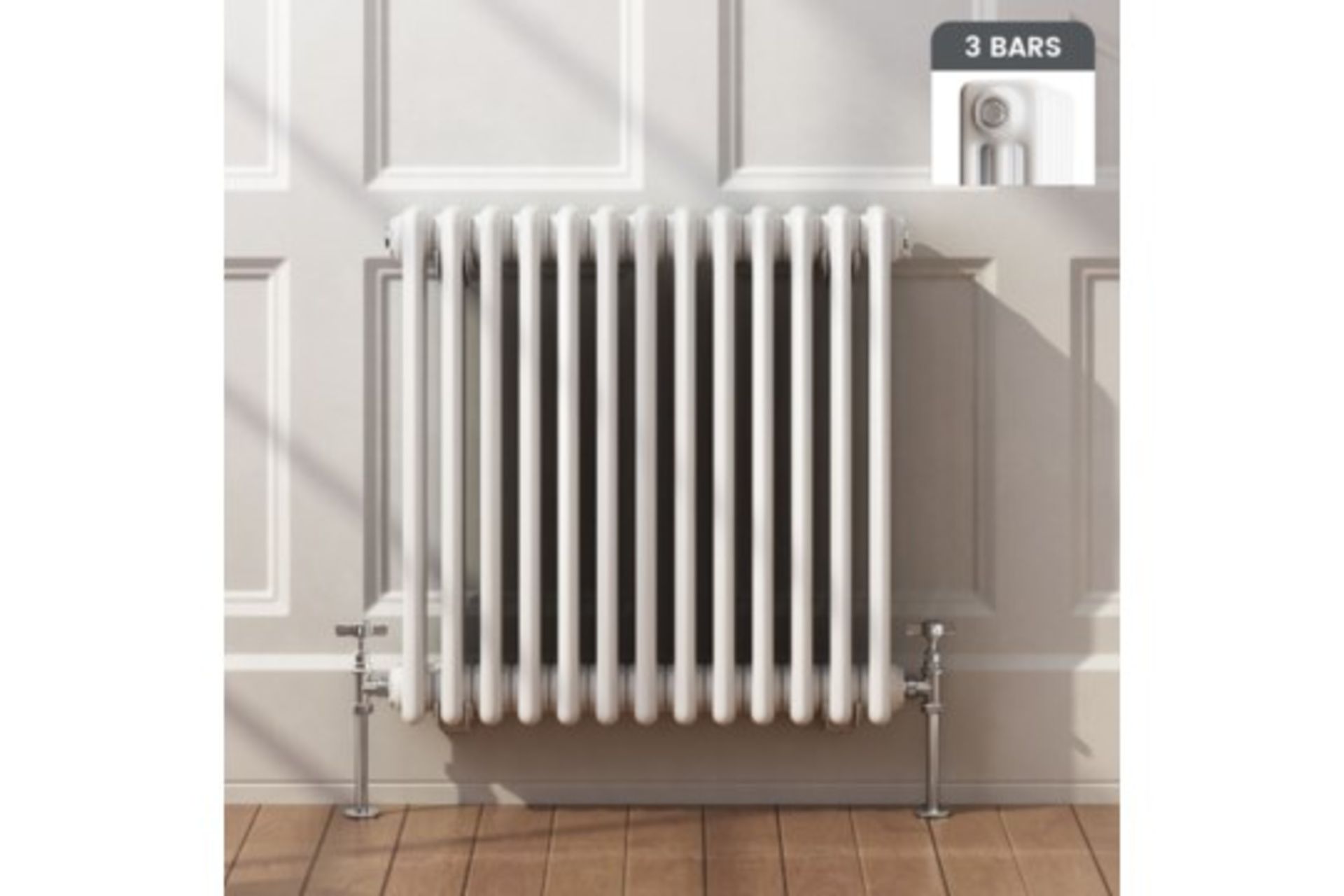 NEW (RR90) 600x628mm White Double Panel Vertical Colosseum Traditional Radiator. RRP £389.99....