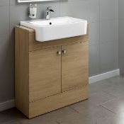 NEW & BOXED 660mm Harper Oak Effect Basin Vanity Unit - Floor Standing. MF2000. RRP £499.99.CO...