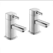 NEW (REF147) Pair of Hot and Cold Basin Sink Mixer Taps Chrome Bathroom Faucets Chrome plated ...