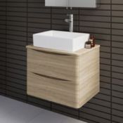 NEW & BOXED (NS58) 600mm Austin II Light Oak Effect Countertop Unit and Alicia Basin Drawer Uni...