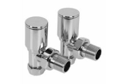 New & Boxed Chrome Heated Bathroom Towel Rail Radiator Valves Taps - 15mm Angled. These Stylis...