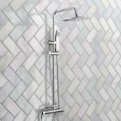 NEW & BOXED Exposed Thermostatic 2-Way Bar Mixer Shower Set Chrome Valve 200mm Square Head + Ha...