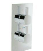NEW (VZ28) Square Two Way Concealed Thermostatic Twin Bathroom Shower Mixer Valve.