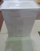 NEW (REF349) 600mm White Gloss 2 Door Vanity Unit. Includes Basin and Chrome Handles.