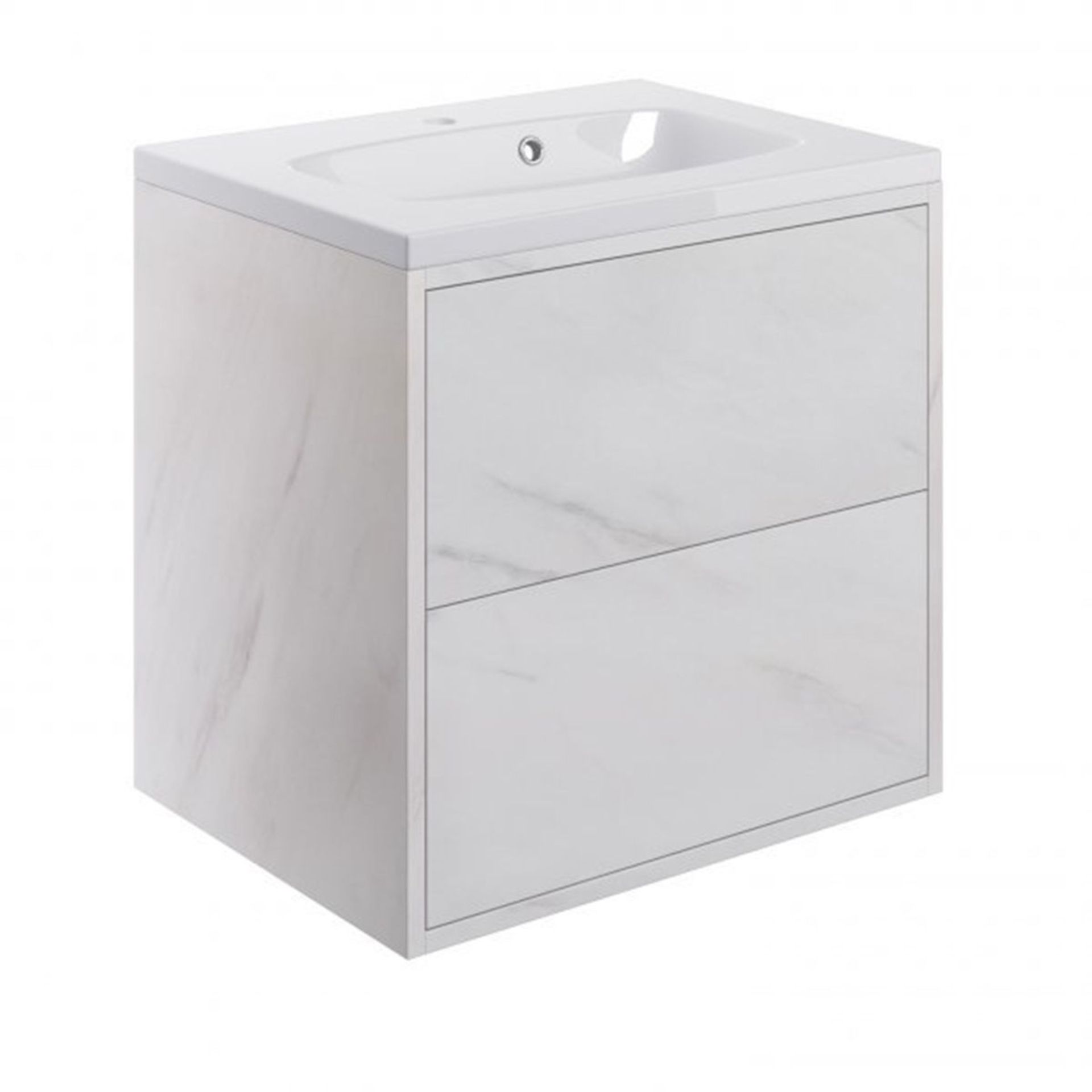 NEW (C185) Perla Marble 600mm 2 Drawer Wall Hung Vanity Unit. 18mm durable cabinet with push-to... - Image 2 of 2
