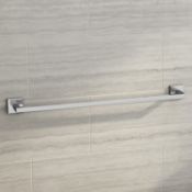 NEW (E161) Chrome Towel Rail Bar Wall Mounted Square Bathroom Accessory. Gleaming chrome finish...