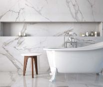 NEW 7.2m2 White Grey Marble Effect Formato Floor and Wall Tiles. Square 600x600mm per tile.Enjo...