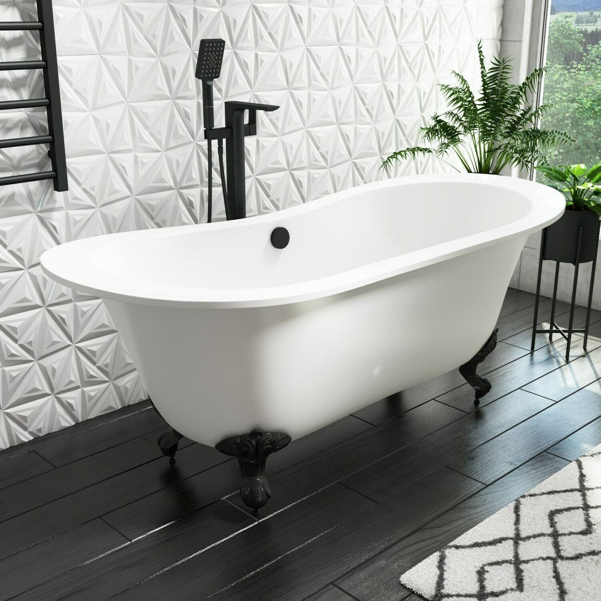 NEW & BOXED Black Canim Freestanding Bath Mixer Tap & Handheld Shower Head. TB3086B. Construc... - Image 3 of 5