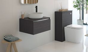 NEW (C216) Carino 600mm WC unit Graphite Wood. The integrated metal profile on the cabinet giv...