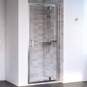 NEW (E13) 760mm - 6mm - Premium Polished Silver Pivot Shower Door. RRP £299.99.8mm Safety Glas...