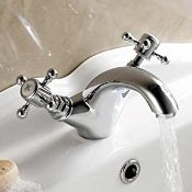 NEW (E96) Traditional Chrome Basin Sink Mixer Tap Vintage Bathroom Faucet. Chrome plated solid ...