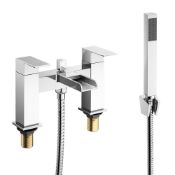 NEW (E97) Modern Waterfall Bath Filler Mixer Tap with Bathroom Hand Held Shower Head. Chrome pl...