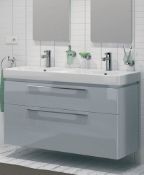 NEW (QR36) Twyfords 900mm Grey Gloss Basin Vanity Unit. RRP £762.48.Comes complete with basin...