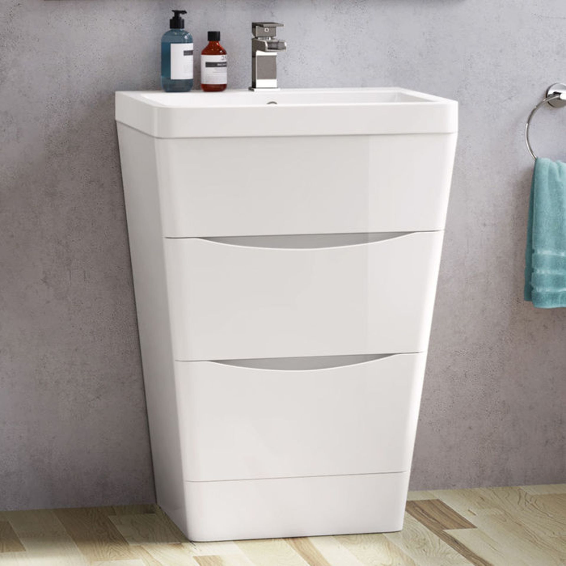 NEW & BOXED 600mm Austin II Gloss White Built In Basin Drawer Unit - Floor Standing. RRP £799... - Image 3 of 3