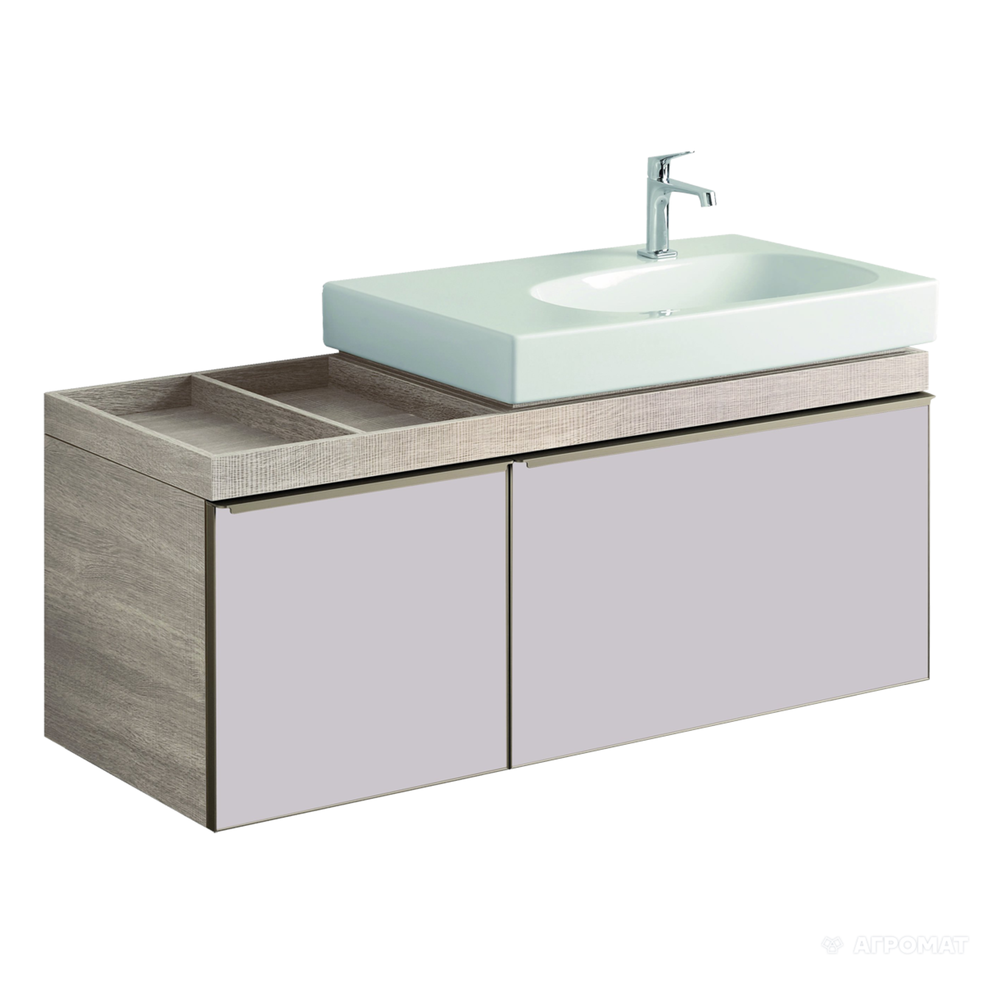 NEW & BOXED Twyfords Keramag Keramag Citterio 1184mm Natural beige/Oak Vanity Unit with Shelves... - Image 2 of 3