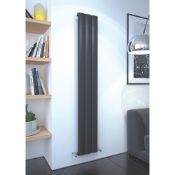 NEW (D87) 1800x470mm KUDOX ALULITE ARC ALUMINIUM RADIATOR Textured Black. Contemporary aluminiu...