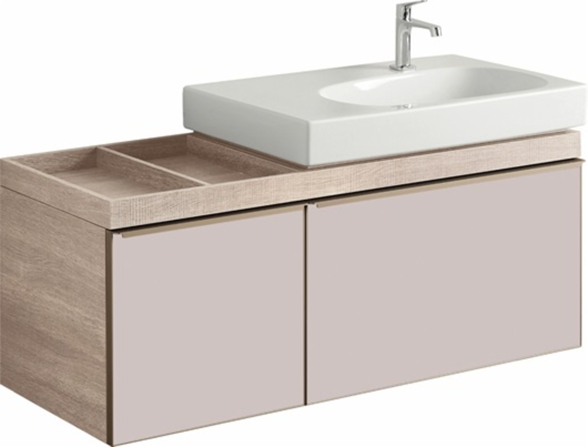 NEW & BOXED Twyfords Keramag Keramag Citterio 1184mm Natural beige/Oak Vanity Unit with Shelves... - Image 3 of 3