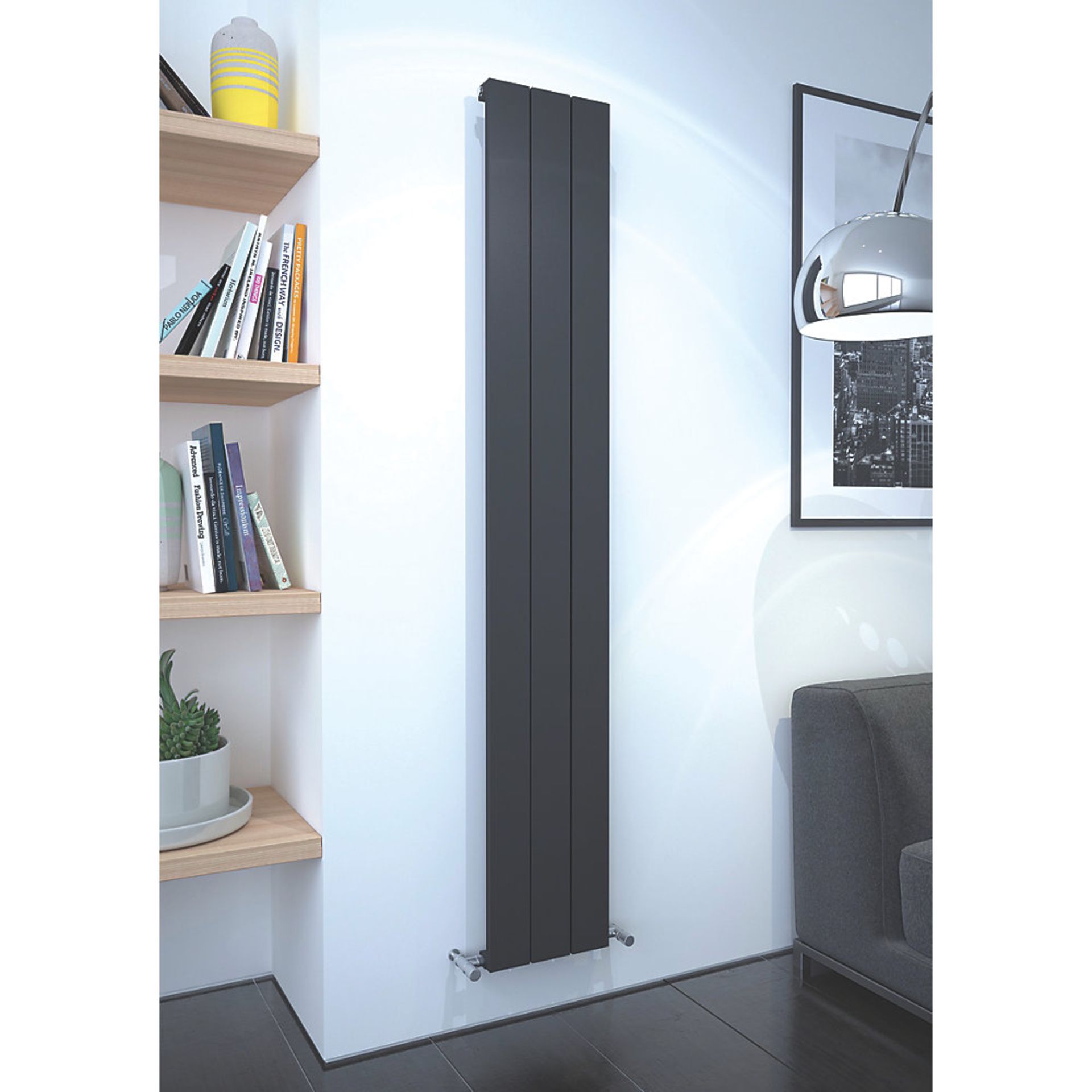 NEW (D34) 1800x280mm KUDOX ALULITE FLAT ALUMINIUM RADIATOR 1800 X 280MM BLACK. Contemporary alu...