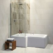 NEW (E167) 1500x800mm 6mm Lshape Bath Shower Screen.