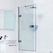 NEW (E78) 1400x800mm Square Straight Hinged Shower Bath Screen.