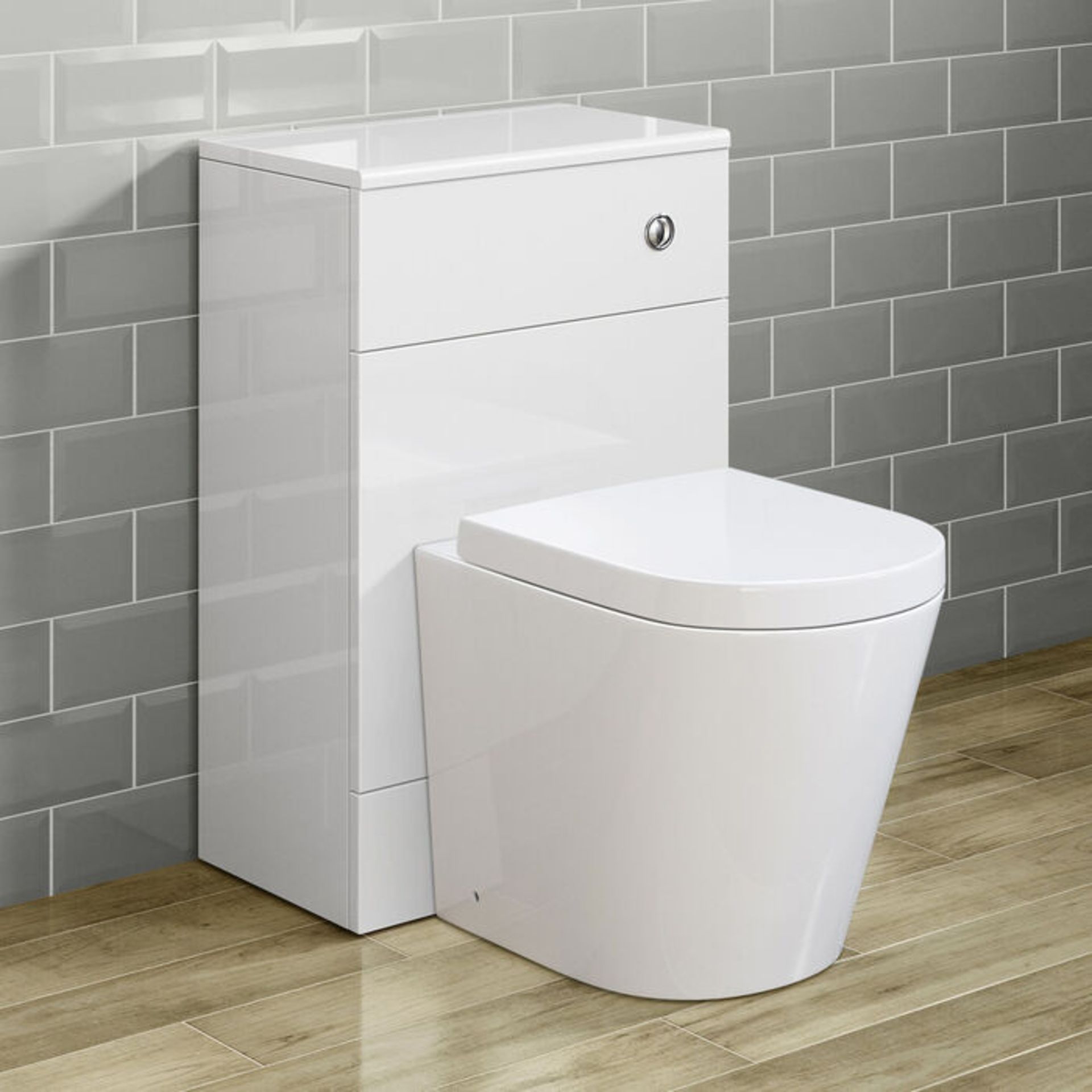 NEW (TT144) 500mm Harper Gloss White Back To Wall Toilet Unit Our discreet unit cleverly houses...