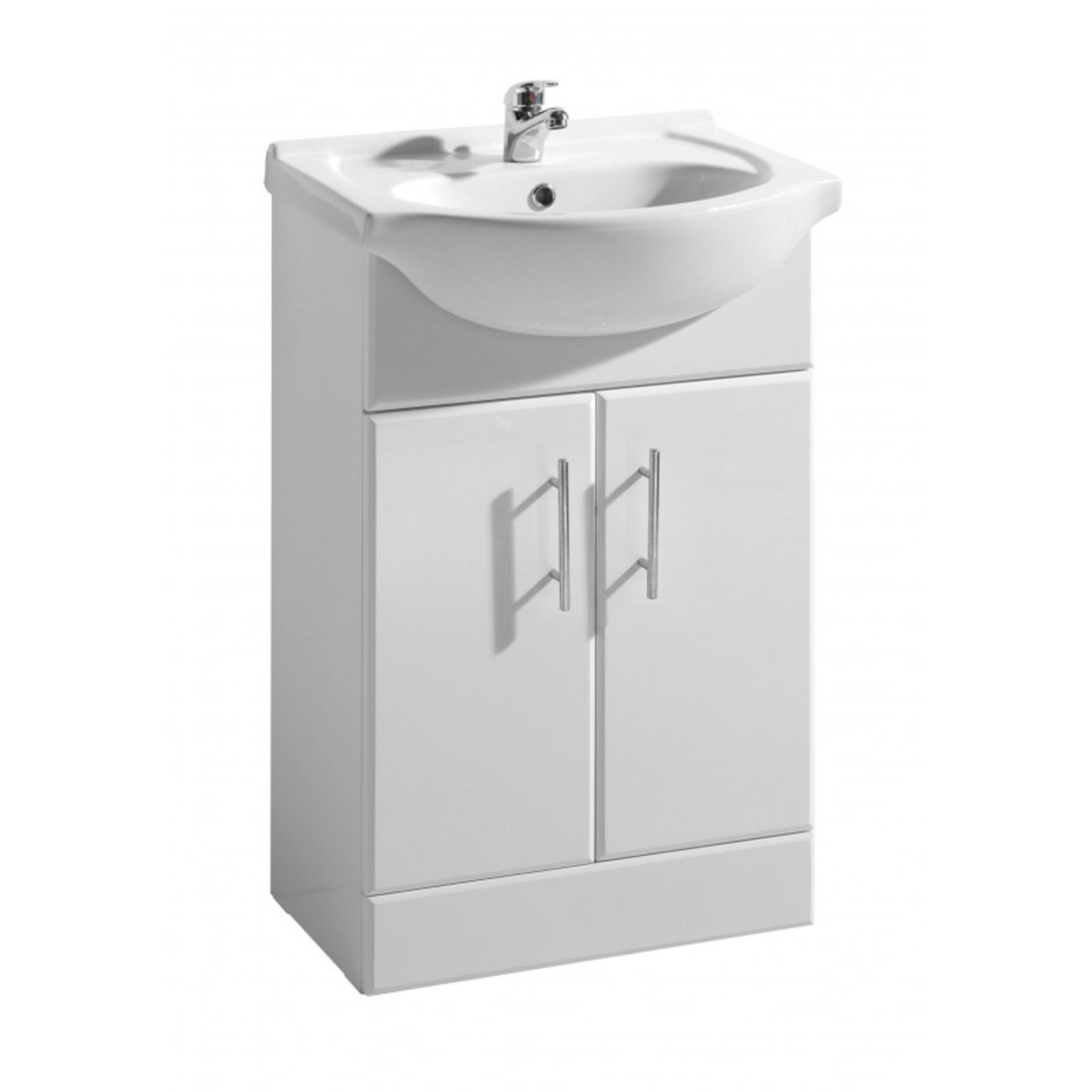 NEW (F182) Vista 550mm Cabinet with Basin White Gloss. RRP £343. The Vista 550mm Cabinet with... - Image 2 of 2