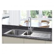 NEW (F158) Prima Stainless Steel Deep 1.5 Bowl and Drainer Inset Kitchen Sink. RRP £245.99. Po...