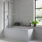 NEW (F126) 2 Panel Folding Bath Screen. RRP £200.00. . Constructed from chrome and easy clean...