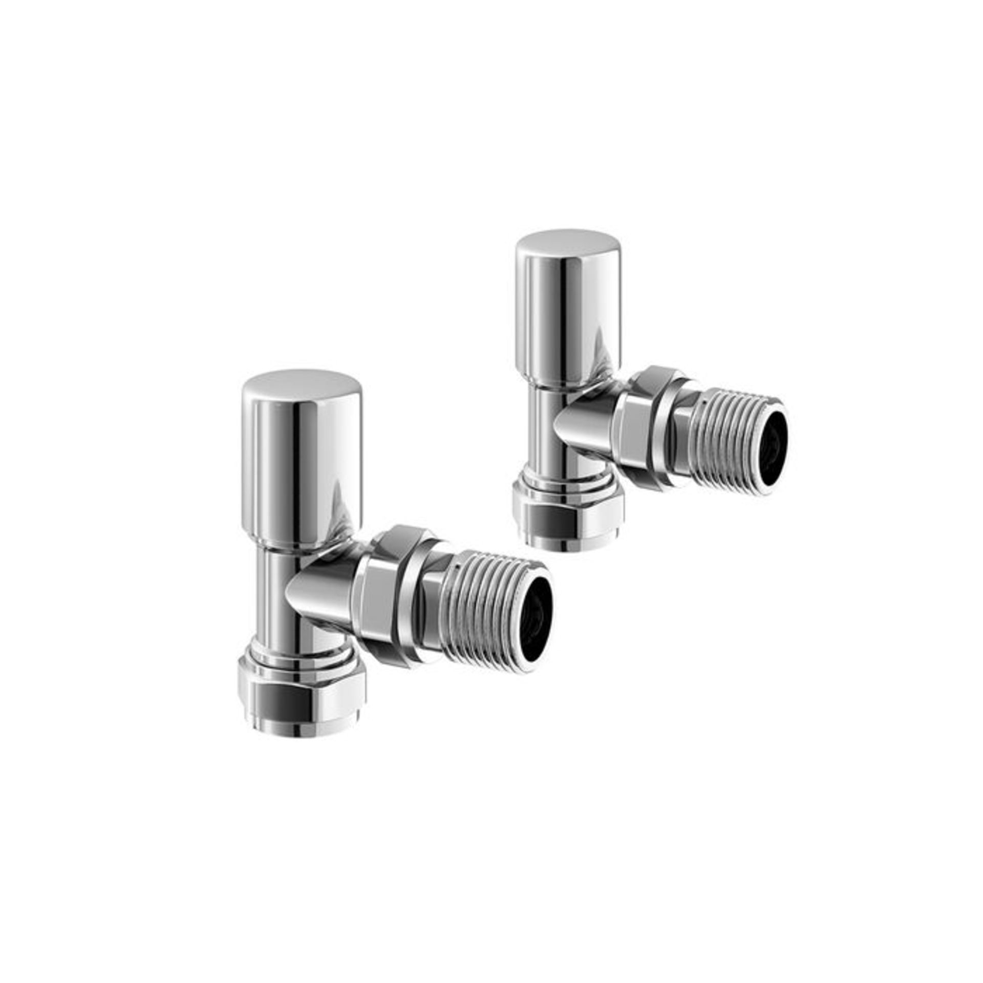 NEW (NV1015) Standard 15mm Connection Angled Chrome Radiator Valves Chrome Plated Solid Brass A... - Image 2 of 2