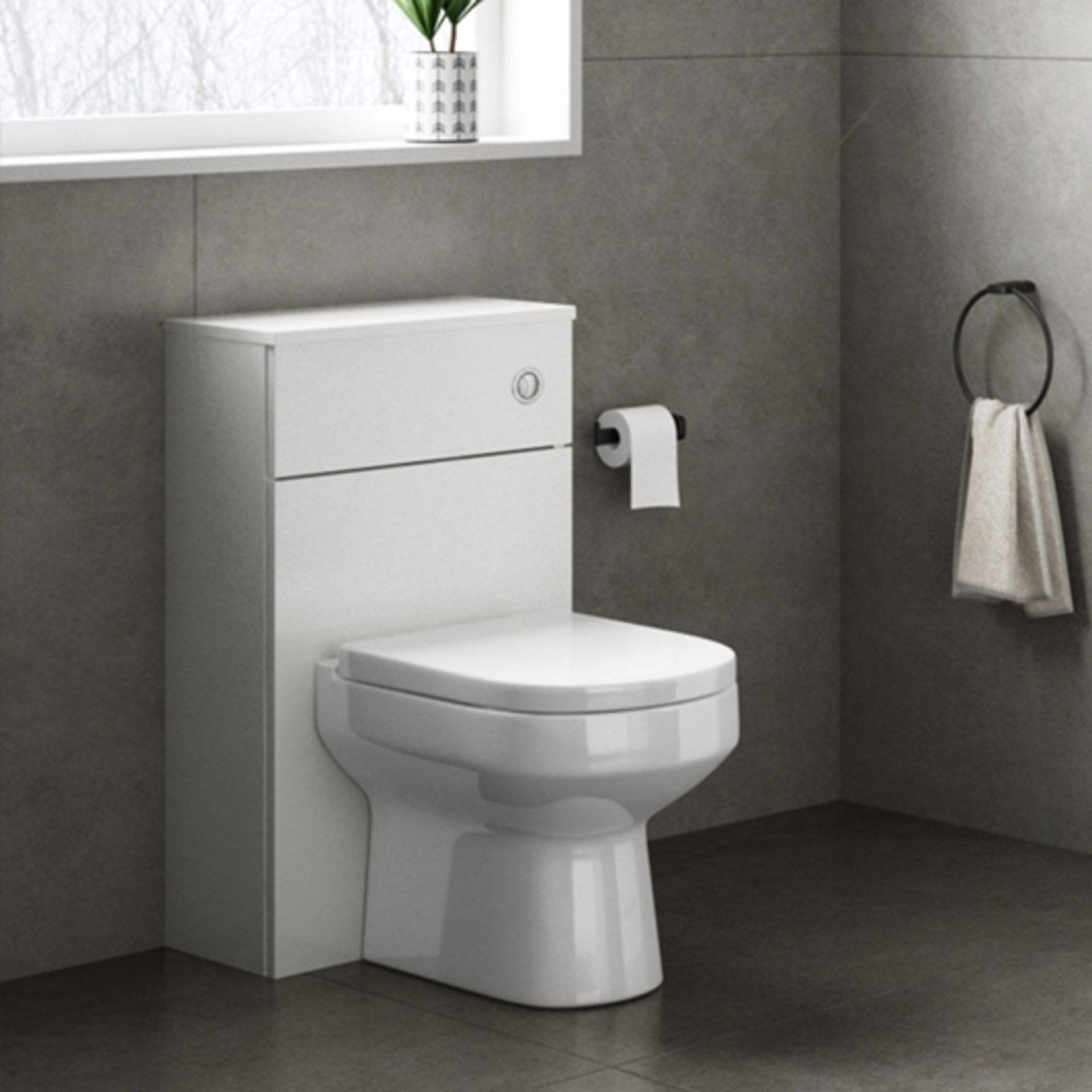 NEW (F33) Alba White Gloss 500mm Slim WC Unit. RRP £270.00. Dimensions: W500 x H870 x D218mm. ...