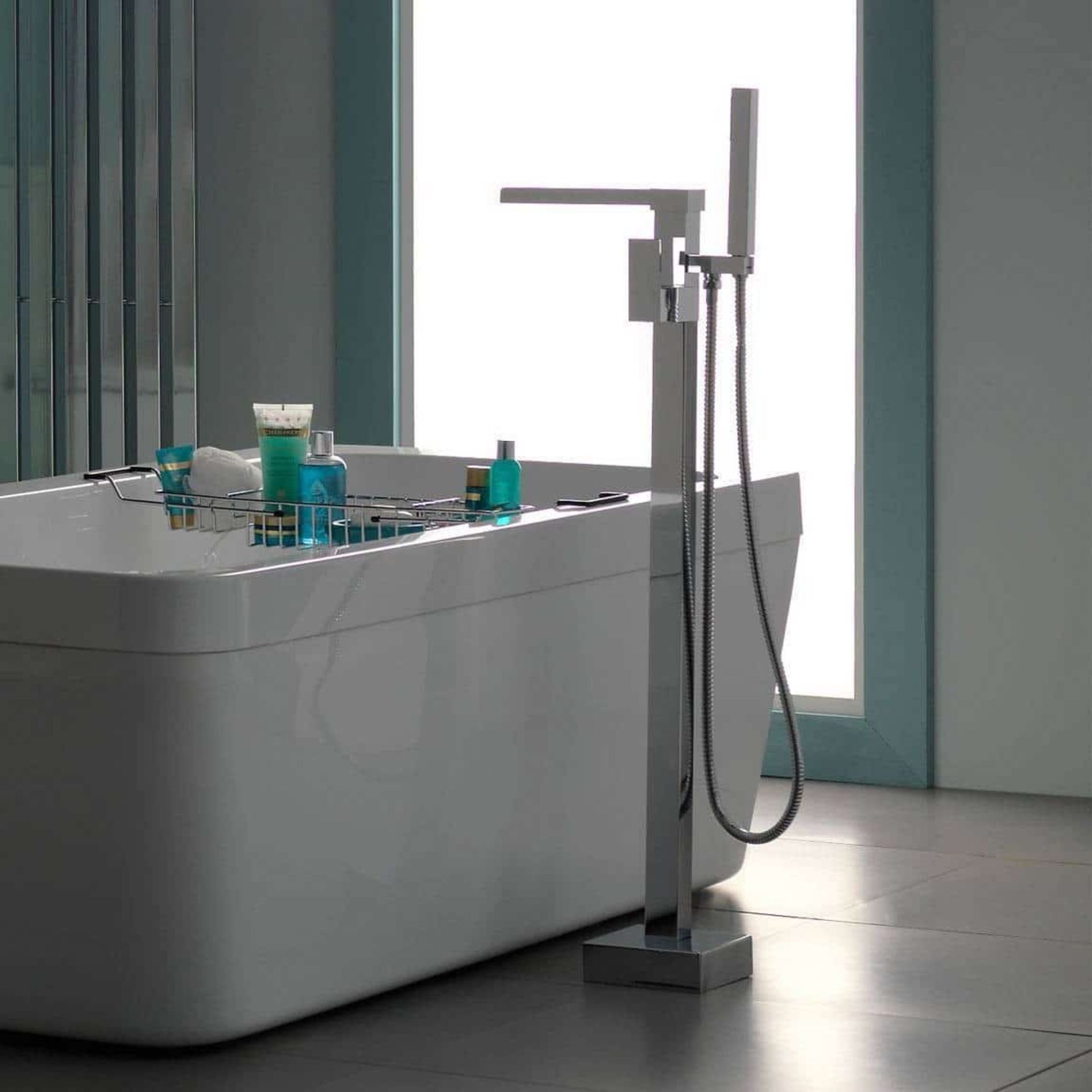 NEW (F8) Cuboid Freestanding Square Bath Shower Mixer Tap. Stunning Free standing bath shower t... - Image 3 of 3