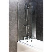 NEW (F170) 1400x800mm Square Bath Shower Screen with Flipper Panel. 6mm Toughened GlassAdjusta...