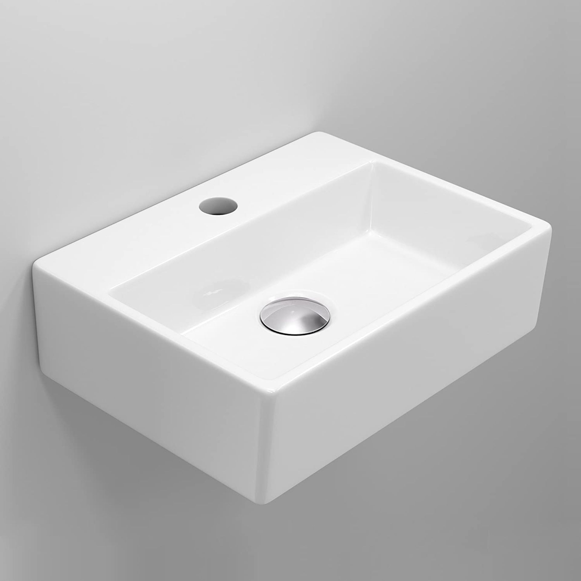 NEW (NS84) Modern Square Ceramic Cloakroom Basin White Wall Hung Bathroom Sink. Made from Whit... - Image 2 of 2