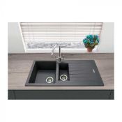 NEW (F160) Prima+ Granite 1.5B & Drainer Inset Sink - Gun Metal. RRP £350.99. Dimensions: D 20...