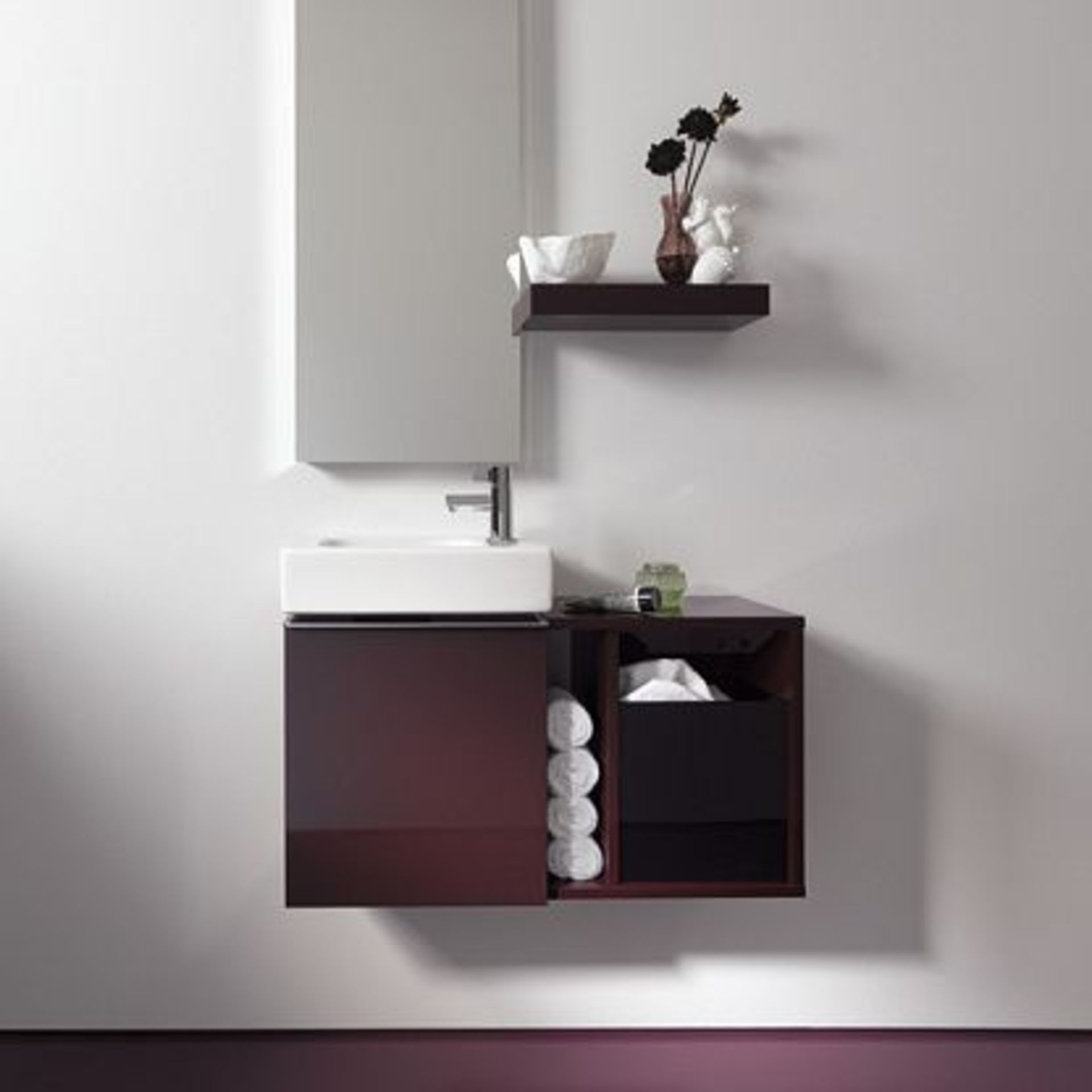 NEW (F104) Keramag iCon 370mm Cloakroom Burgendy Vanity unit. RRP £399.99. COMES COMPLETE WITH...