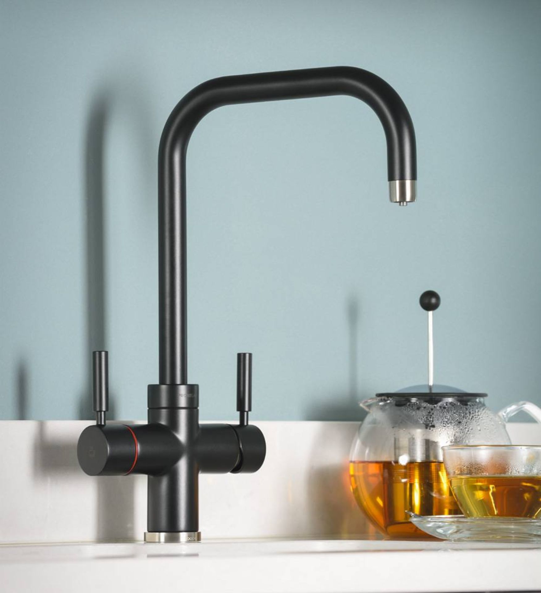 NEW (F156) Abode Propure Matt Black 4in1 Boiling Hot Water Quad Spout Kitchen Sink Tap. RRP £9...