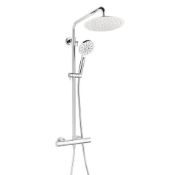 NEW (F133) Round Thermostatic Shower Kit Valve. RRP £309.99.Adjustable height riser rail Chro...