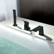 NEW (F9) Vema Timea 3-Hole Deck Mounted Bath Shower Mixer Tap - Matt Black. RRP £610.00. Dimen...