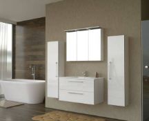 NEW (F184) Raguvos Baldai Allegro tall bathroom cabinet, glosy white. RRP £375.00.