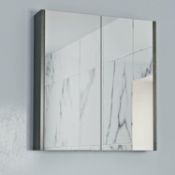 NEW (F86) 600mm 2 Door Mirrored Wall Unit - Grey. RRP £294.99. Dimensions: H 720 x W 600 x D 2...
