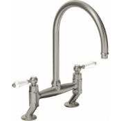 NEW (F155) Abode Ludlow Brushed Nickel Bridge Kitchen Sink Mixer Tap. RRP £241.00. All produc...