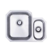 NEW (F157) Prima Stainless Steel 1.5 Bowl Left Handed Undermount Kitchen Sink. Polished stainle...